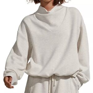 VARLEY Betsy Sweatshirt Ivory Marl Women’s Small Cowl Neck Pullover Minimalist